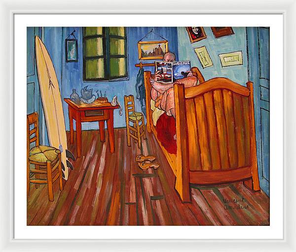 Vincents bedroom in Arles for surfers-Amadeus series - Framed Print