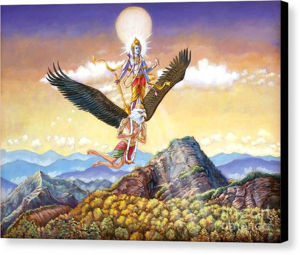 Visnu Flying On The Back Of Garuda - Canvas Print