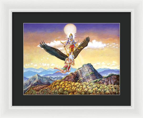 Visnu Flying On The Back Of Garuda - Framed Print