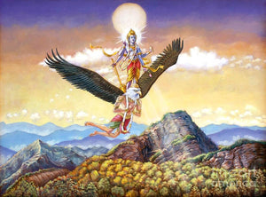Visnu Flying On The Back Of Garuda - Art Print