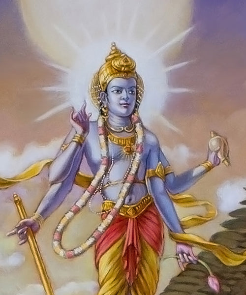 Lord Visnu flying on Garuda