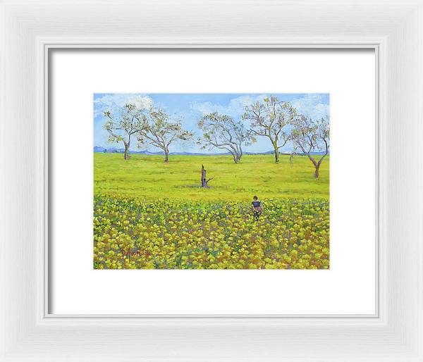 Walking In The Mustard Field - Framed Print