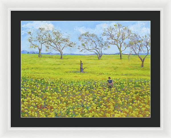 Walking In The Mustard Field - Framed Print