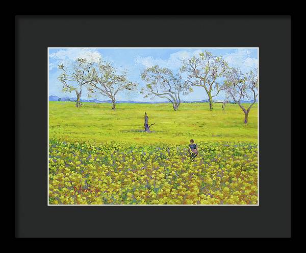 Walking In The Mustard Field - Framed Print