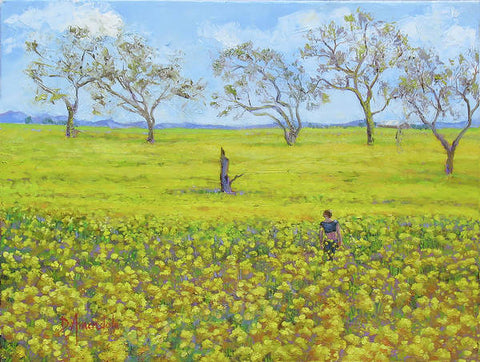 Walking In The Mustard Field - Art Print