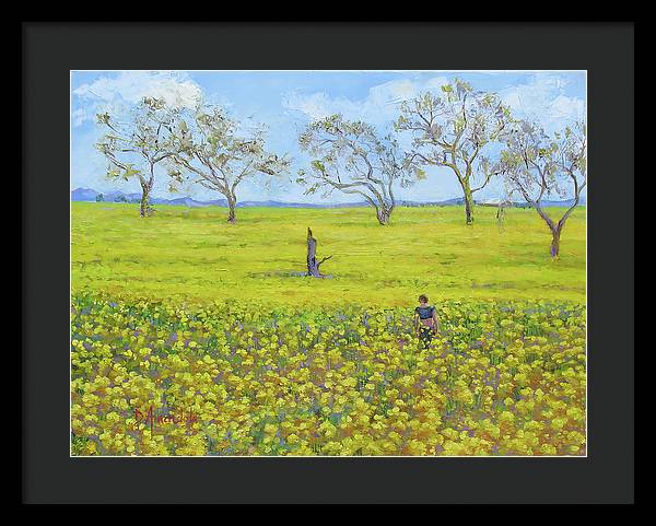 Walking In The Mustard Field - Framed Print